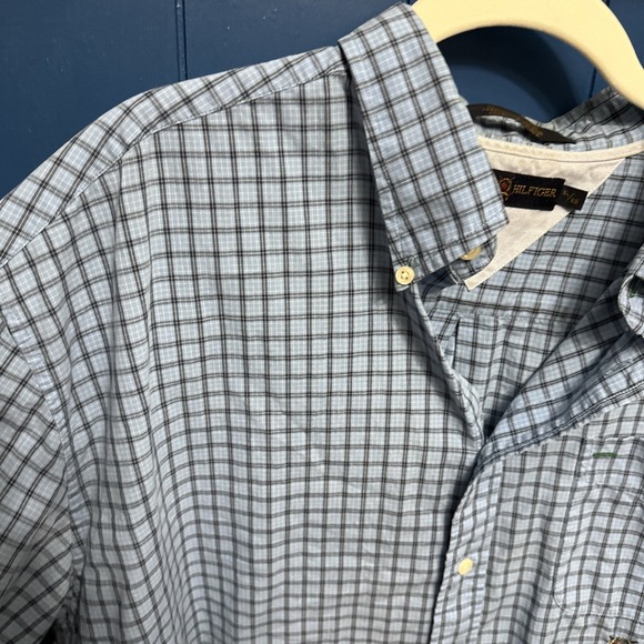 Tommy Hilfiger Golf Blue Multi Plaid Short Sleeve Button Down Shirt Size XL - Picture 4 of 16
